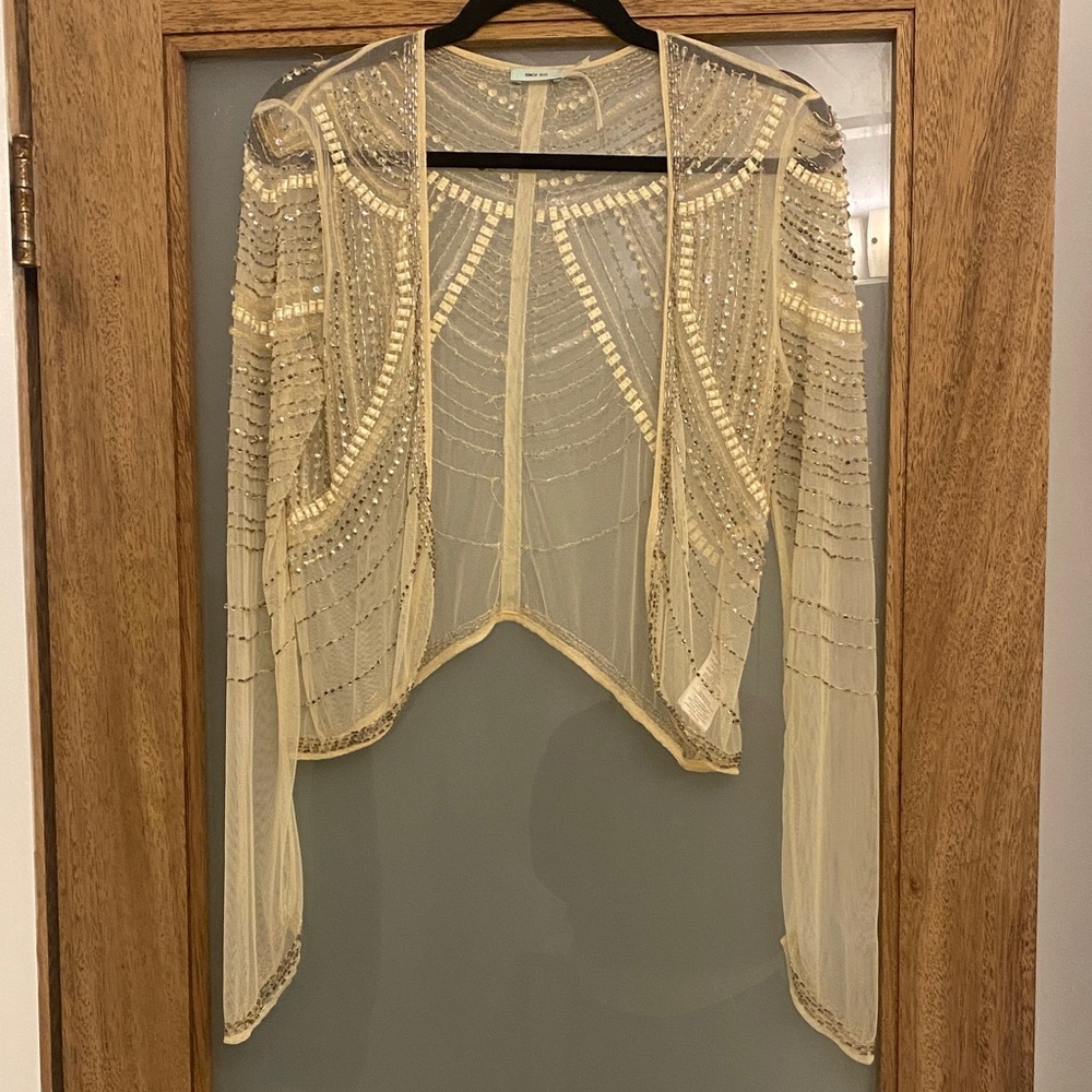 Kimchi Blue Cream Beaded Sheer Top